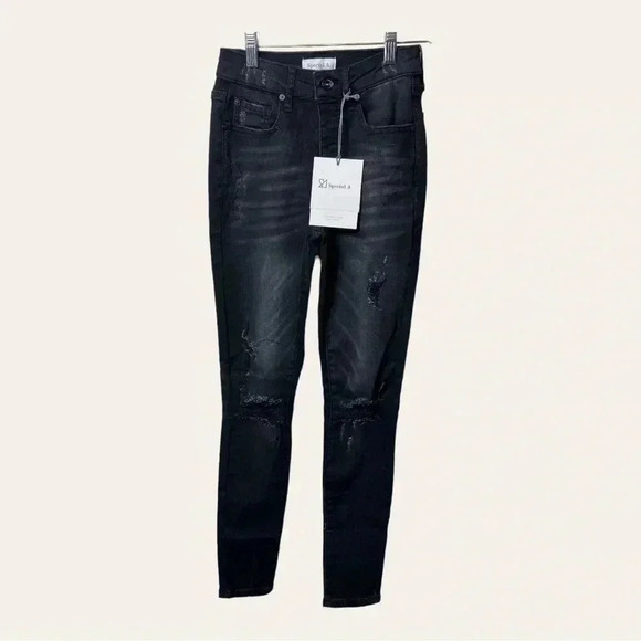 1209. SPECIAL A DENIM JEANS DISTRESSED BLACK IN COLOR‎ SIZE 1 (JUNIORS) - Picture 4 of 13